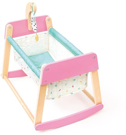 Hape dockvagga Sweet Dreams, docktillbehör för lekdockor, dockvagga av trä