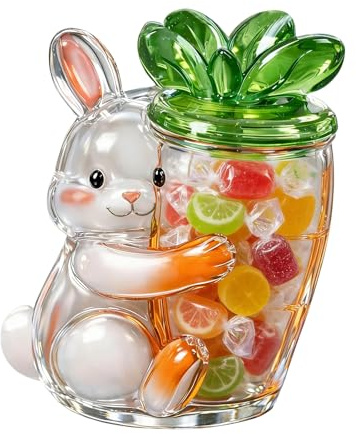 Easter Candy Dish,Portable Bunny Cute Jar | Easter Kitchen Decor - for Christmas Birthday Snack Serving Offices Bedroom Dorm Countertop Outdoor Movie Grocery Nuts