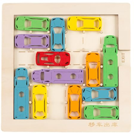 Oxxggkao Interactively Geometric Moving Parking Mazes Toy with Instructions for Use Colorful Child Entertainment for Party Garage for Boys Garage Wood
