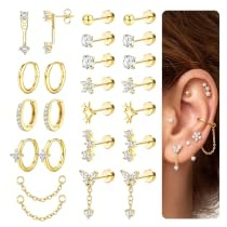 Diamday 11 Paires Boucles d'Oreilles Femme Acier Inoxydable Créoles Femme