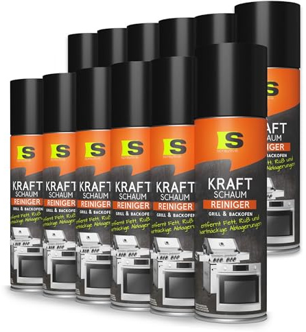 Spraytive 12x 500ml Grill- & Backofenreiniger - Kraft-Schaum-Spray - Einfache Reinigung von Backblech, Grillrost, Topf & Co. - Grillreiniger ohne Aufheizen - Made in Germany