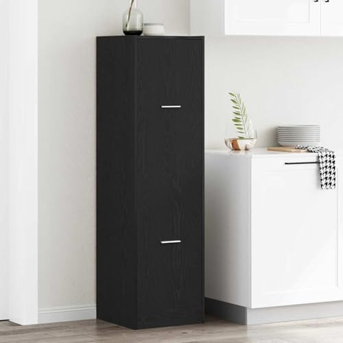 Fecpoo Apoteksskåp med låda, trämaterial i svart ekutseende 40 x 41 x 144,5 cm, utrymmesbesparande för kontor och vardagsrum
