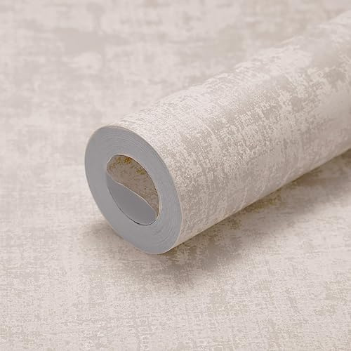 zidiau Concrete Effect Wallpaper Non Woven Textured Decorative Wall Paper with Distressed Pattern Metallic Detailing for Living Room Bedroom Fireplace 9.5m x 0.53m (Style A - Light Coffee)