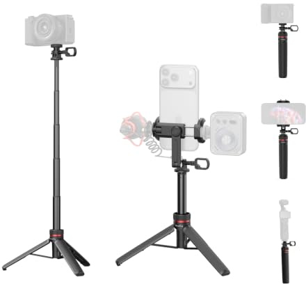 SMALLRIG VT-17 Trépied de Voyage Multifonctionnel 3-en-1 | pour caméras d'action/smartphone/appareil hybride, trépied de bureau et bâton selfie portable – 6479