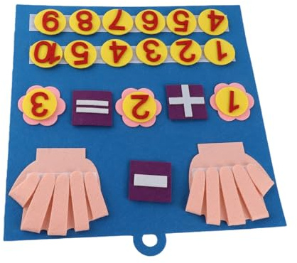 Generic Filtbräda Fingernummer Räkneleksak, 20 Bitar Filtsiffrorstavla för Barn, Lär Dig Räkna Addition Subtraktion Multiplikation, Läromedel för Förskola Dagis, med Färgglada Former för (blå)