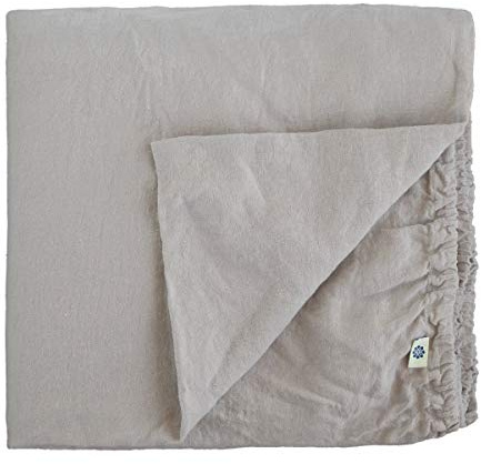Linen & Cotton Lenzuolo Alicia con Angoli Elasticizzati Molto Morbido in Puro Lino - 100% Lino Lavato (Stonewashed), (90 x 190cm) Singolo, Grigio