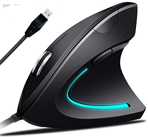 WarWolf Souris ergonomique verticale optique haute précision DPI réglable 800/1200/2400/3200