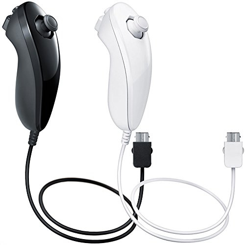 AFUNTA Nunchuck Contrôleurs pour Nintendo Wii U, Lot de 2 Manettes Remplacement pour WII U Jeu Vidéo - Noir, Blanc [video game] [video game]
