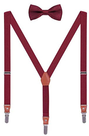 WANYING Partnerlook Hosenträger Fliege Set für Damen Herren Jungen Mädchen 3 Starken Langen Clips Y-Form Elastische Hosenträger für Körpergröße 90-185cm