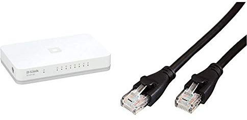 D-link Switch 8 Ports Gigabit 10/100/1000mbps - Idéal Partage de Connexion et Mise en réseau Small Office Home Office (GO-SW-8G) & Amazon Basics Câble réseau Ethernet RJ45 catégorie 6-3 m