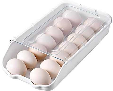 duhe189014 Eierbox Mit Automatischen Rollen Eierhalter Eierbehälter Eiereinsatz Eier Aufbewahrungsbox Transparent Eier Aufbewahrungsbox Mit Großer Kapazität Behälter Für Kühlschrank there