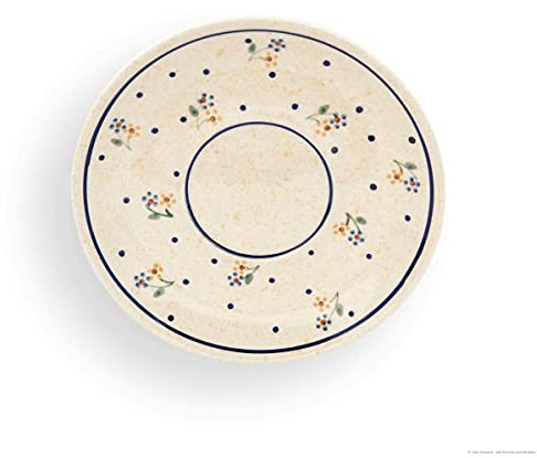 Bunzlauer keramik Untertasse Untersetzer für Kaffeebecher und Teetasse Ø 16,0 cm, H 1,80 cm – Stellfläche Ø 6,20 cm (Dekor 111)