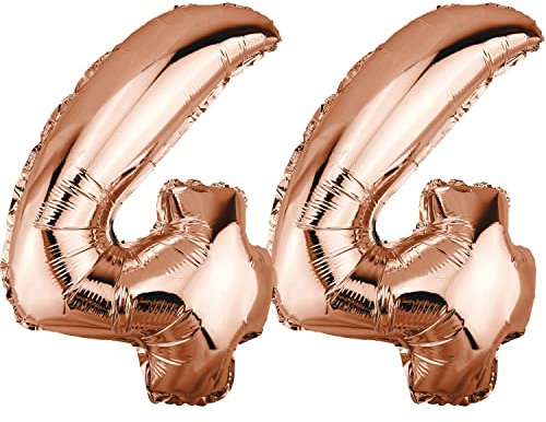 DekoRex Ballon gonflable en or rose - 82 cm - Décoration d'anniversaire de mariage (chiffre 44)