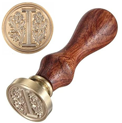 Anawakia sigillstämpel, vintagestil vax, sigillstämpel, sigill set AZ, dekorativt sigill, sigill med trähandtag, brev 26 bokstäver, gör-det-själv trä vax sigill, stämpel 1 styck (I)