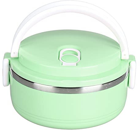 Thermal Lunch Box,Stackable Hot Food Insulated Box 304 Stainless Steel Round Lunchbox Sealed Food Containers(Green)