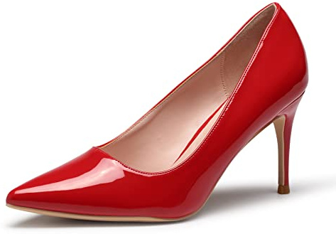 GENSHUO Damen Stiletto High Heels Sexy Spitze Zehen Stiletto Lack Pumps 8 cm/ 3,15 Zoll Klassische Geschlossene Absatzschuhe mit Pfennigabsatz Party Hochzeit Stöckelschuhe für Frauen
