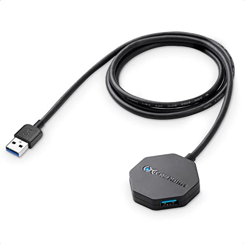 Cable Matters Ultra Mini 4 Port USB Hub with Long 4 ft Extension Cable Tail, USB 3.0 Hub with Multiple Ports for Up to 5Gbps Data Transfer Rate, Black