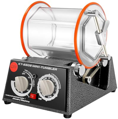 Frederimo Roterande tumbler poleringstrumma, 3 kg smycken polermaskin med 4 hastighetskontroller och timer, polermaskin roterande tumbler finish