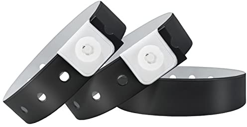 Wristall Plastic Party Black Wristbands-100 Pack Colored Vinyl Wristbands for Events-Waterproof Lightweight Security Wrist Bands for Bar Club Festival Music Meeting