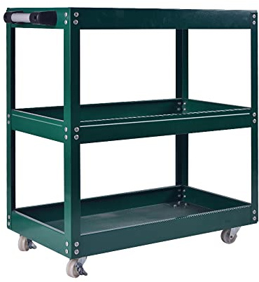 3 Tier Shelf Tool Cart Storage Wheel Cart Trolley Heavy Duty Garage Workshop DIY Tool 450lb Heavy Duty Durable Garage Trolley Workshop 3 Tier Wheel Shelf (Green)