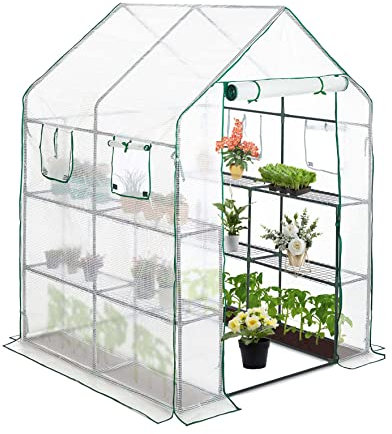 YSUEFIJO Gewachshaus Balkon Stabil, Tomaten Gewachshaus Klein, Gewachshaus Foliengewachshaus Winterfest, Treibhaus mit Tür Zum Aufrollen, Stabil & Einfach zu Montieren