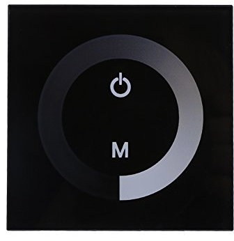 Yusat Väggmonterad Touch Panel Controller DC 12V-24V Enfärgad Touch Panel Dimmer Switch för LED-ljusremsa (Svart)