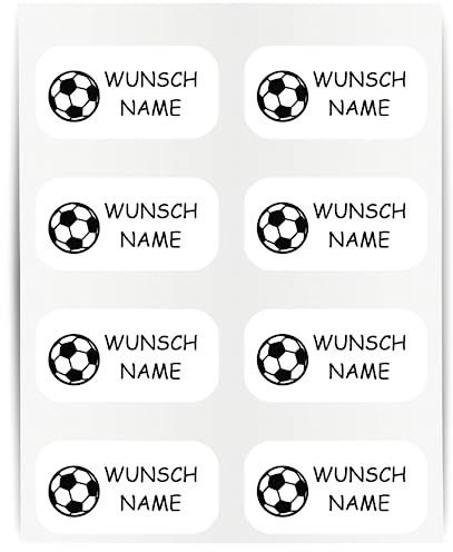INDIGOS UG - Namensaufkleber Kinder Schule - 23x12mm - 60 Sticker - schwarz - Fussball - Namensschilder für Wäscheetiketten - Aufkleber selbst gestalten - kein bügeln für Textilien personalisiert