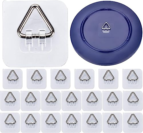TONAUP Lot de 20 supports de fixation pour plaque murale - Adhésif invisible - En plastique - Crochets de suspension sans clous pour assiettes décoratives et art mural