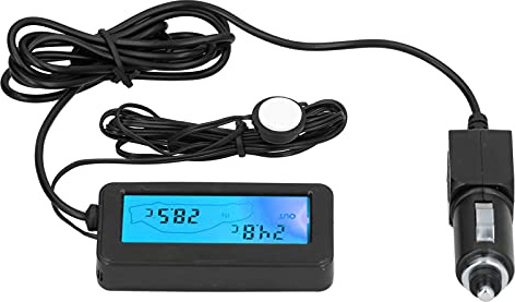 DC 12V Thermomètre de Voiture, Mini Jauge de Température Numérique | Universelle Thermomètre avec Écran Rétroéclairé LCD pour Automobile Voitures Camion UV Intérieur Extérieur (Bleu)