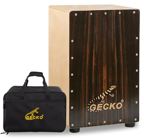 GECKO Cajon BOX Drum-Wooden Percussion Box musical instrument bass drum box acoustic box drum beat box with Internal Adjustable Guitar Strings cajon drum set package
