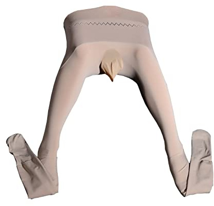BESYFAY Herren Sexy Niedrige Taille Nahtlose Strumpfhosen Hoch Elastische Warme Strumpfhosen mit Penishülle