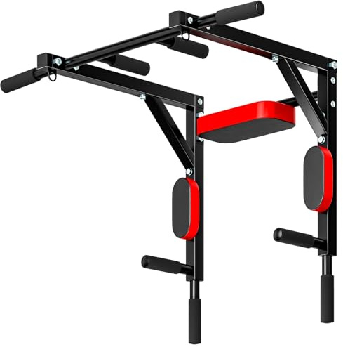 cadciehe Klimmzugstange, wandmontierte Klimmzugstange, Dip-Station, robuste Klimmzugstange, Wandstanzung, Haushalt, Fitness, Workout, Indoor-Ausrüstung, Unterstützung bis zu 200 kg, Schwarz