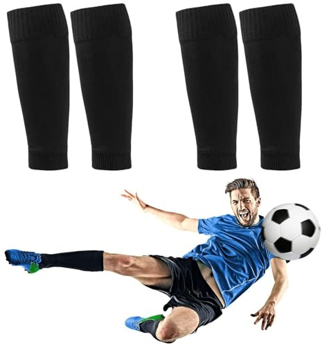 Fotbollsstrumpor, 2 par fotbollsstrumpor, fotbollsstrumpor, fotbollsstrumpor för män, för fotboll, basketlöpning, sport, pojkar (svart)