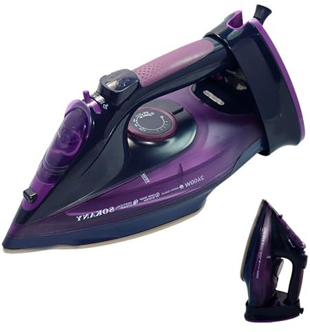 Ferro da Stiro a Vapore Senza Filo con Serbatoio Dell'acqua da 360ML, Ferro da Dtiro a Vapore da 2400W, Steam Iron Senza Filo con Controllo Della Temperatura per Stirare Famiglie e Viaggi ﻿