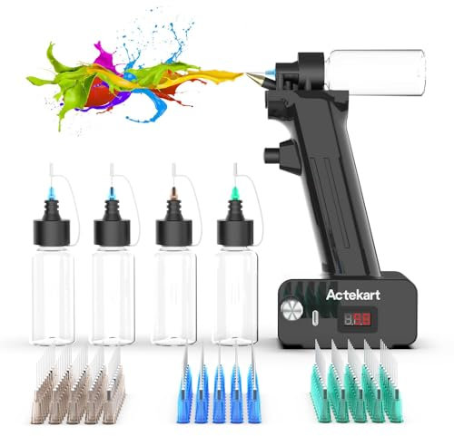 Actekart No-Clean Airbrush-Set mit Einwegdüsen (50 x 0,2 mm, 100 x 0,3 mm und 100 x 0,5 mm), wiederaufladbar, tragbar, schnurlos