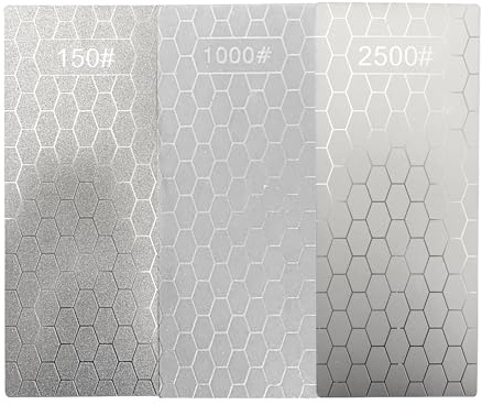 3 Pierres à Aiguiser Diamantées, 150 Grains Grossiers, 1000 Grains Gins et 2500 Grains Extra Fins Plaques d'aiguisage Diamantées pour Les Appareils De Cuisine et L'utilisation en Extérieur
