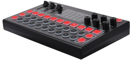 HOMSFOU Live Soundkarte mit Stimmverzerrer Externe Soundkarte für Mobiltelefone Integrierte Klangeffekte Echtzeit Monitoring für Streamer und Rundfunk