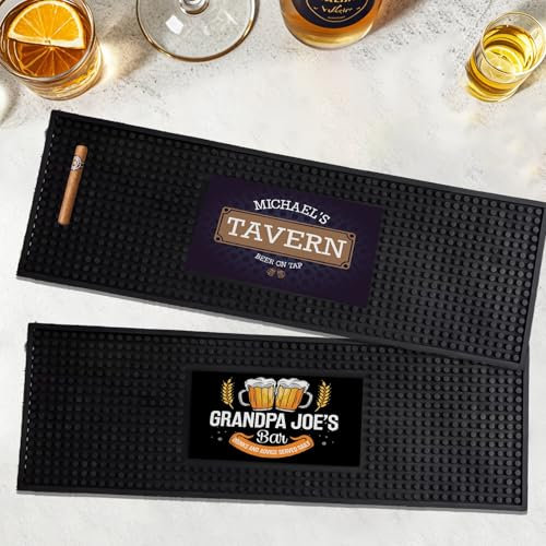 Tappetino da bar personalizzato, tappetino da bar in gomma PVC antiscivolo, colorato stampato nome personalizzato, tappetino da cucina, sottobicchiere per whisky per bevande, regali per baristi,