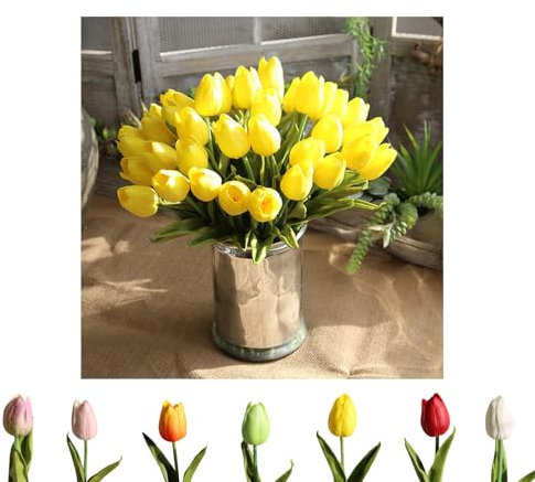 Vipomkowa Artificial Flowers In Vase, Spring Decorations, Artificial Tulips, Kitchen Decor, Wedding Decorations Floral Wedding Bouquet Decor Winter Arrangements Party/Office/Hotel Decoration