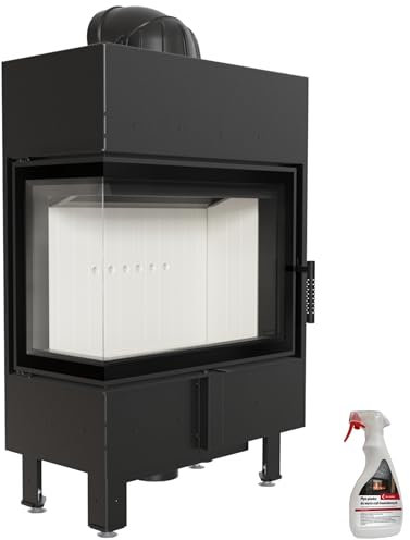 KRATKI Lucy Slim holzbefeuerter Kamineinsatz Lufteinlass BImSchV 2 konform Stahl Thermotec Auskleidung Glasscheibe linke Seitenverglasung 8 kw 128,2 x 78,1 cm Thermischer Wirkungsgrad 83 Kaminreiniger