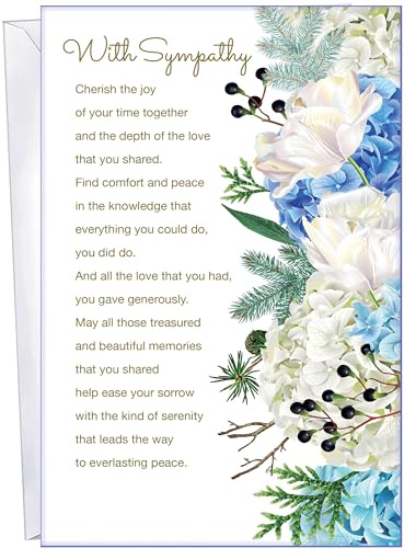 Sympathy Card - MADE IN USA - (Perfect), Envelope Included - 5 x 7.75 - Packaged in Extra Sturdy Mailer - 96541