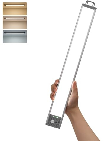 GOODEA Unterbauleuchte Küche LED Schrankbeleuchtung Bewegungsmelder - 4500mAh Akku 44.5CM 3 Farbten Dimmbar Unterschrank Beleuchtung - Küchen Schrank Büro RV Magnetisch Licht [1 Stück]