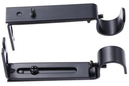Support de Tringle à Rideaux 2 Pièces en Fer Noir Fixation Murale Ajustable | Barre de 19, 05mm, Design Réglable, Finition Noire, Style Vintage, Compatible Fenêtres et Voilage