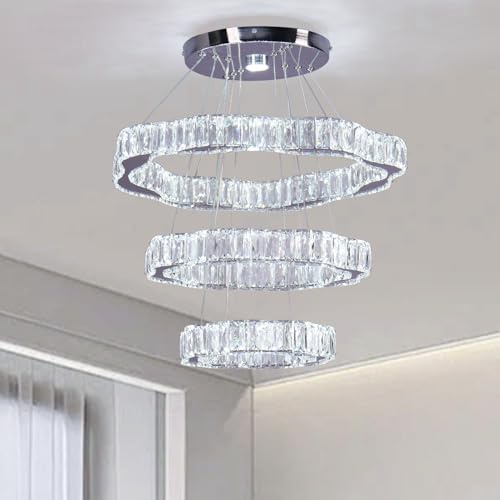 FRIXCHUR Kristallhanglampe LED Hängeleuchte im Wolken-Design, moderne Pendel Deckenleuchte für Wohnzimmer, Esszimmer, Schlafzimmer, Küche, Diele, Kinderzimmer（Kaltweiß）