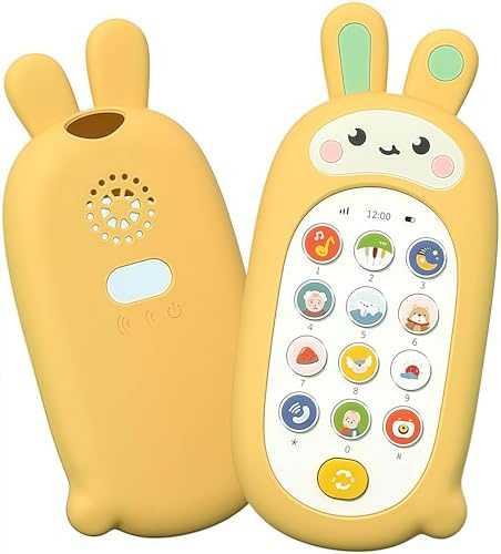 LEADSTAR Teléfono de Juguete para Bebé, Falso Móvil Musical con Sonidos y Melodías, Juguete Interactivo para Niños 1 2 3 Años, Regalo Bebé 6 9 12 Meses (Amarillo)