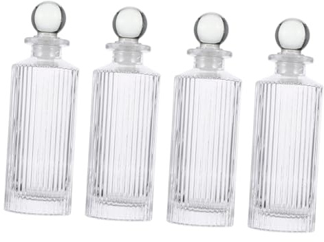 Lurrose Botellas de Vidrio para Difusor Transparentes con Tapón de Bola Frascos Aromaterapia Multifuncionales para Aceites Esenciales y Fragancias para Hogar y Oficina