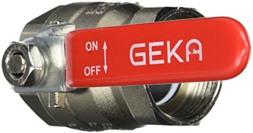 Geka 7706 Kugelhahn Typ 7 2X IG G 1 1/4 Zoll MS NI, Silber/rot, 18 x 8 x 13 cm