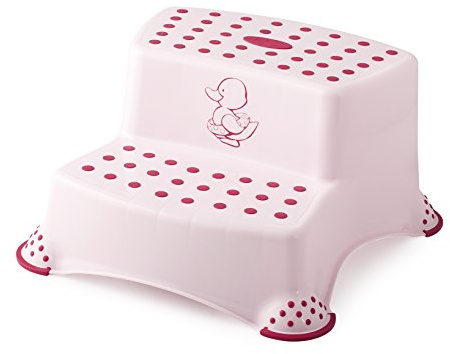 LULABI Tabouret bébé 2 marches Little Duck Rose ligne bébé
