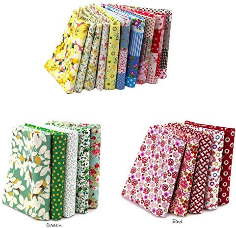 RayLineDo® Patchwork-Stoffe, verschiedene Muster, mehrfarbig, 100 % Baumwolle, Popeline, 45,7 x 55,9 cm, Rot, Grün, Gelb und Gitter-Serie, 20 Stück