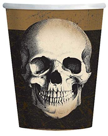amscan 9902251 – Gobelets Boneyard en Papier, 10 pièces, 250 ML, crâne, Squelette, Halloween, fête à thème